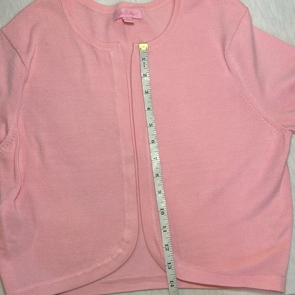 Lilly Pulitzer Cropped Cardigan in Pink, 3/4 Sleeve Women’s Size Large - Picture 6 of 9